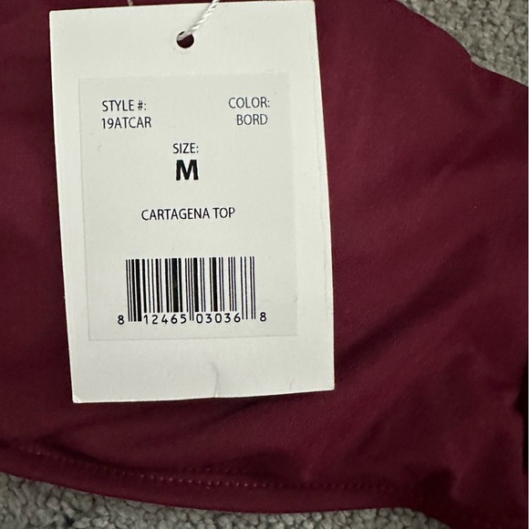 Andie Swim Bikini Cartagena Top in Burgundy Hipster Bottom in Truffle Stripe Med - Picture 4 of 8